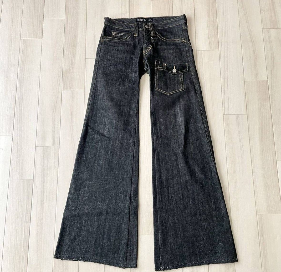 Japanese Brand × Vintage Flared cow leather body butter jeans Size 29" - 4 Thumbnail