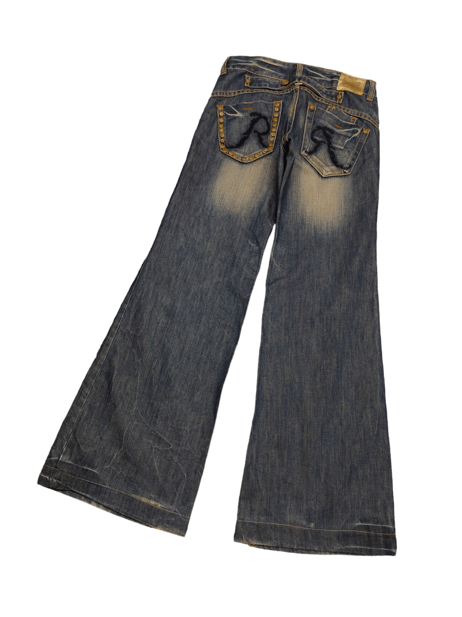 If Six Was Nine Baggy Flare Jeans Red Pepper Low Rise Faded Denim Bootcut Size US 27 - 1 Thumbnail