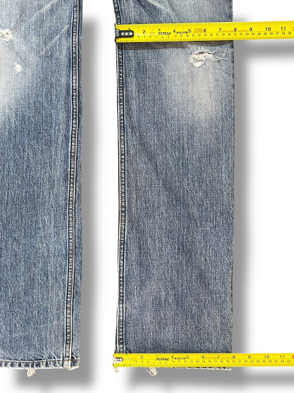 Japanese Brand Vintage Axal Slim Straight, Faded Wash, Distressed Jeans Size US 32 / EU 48 - 15 Thumbnail