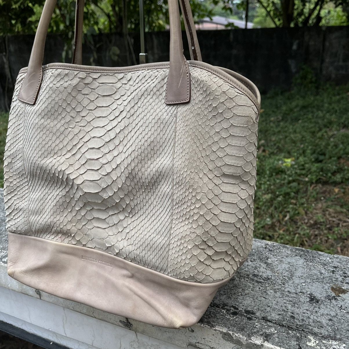 Brunello Cucinelli Brunello Cucinelli Snakeskin-Textured Leather Tote Bag Size ONE SIZE - 3 Thumbnail