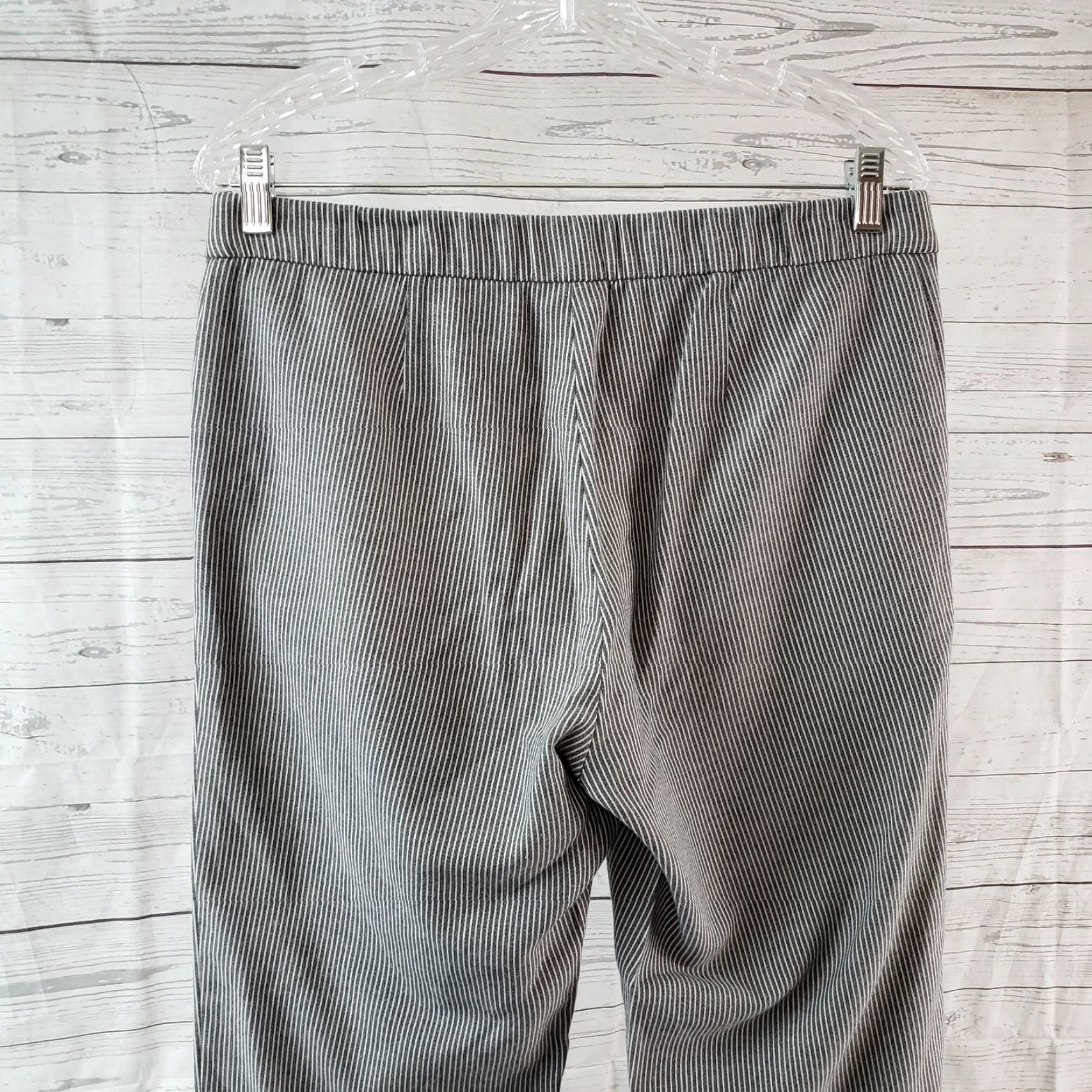 J. Jill J Jill Womens Essential Slim Ankle Pants Sz 8 Gray White Striped Elastic Waist Pants Girls? Size 30" / US 8 / IT 44 - 4 Thumbnail