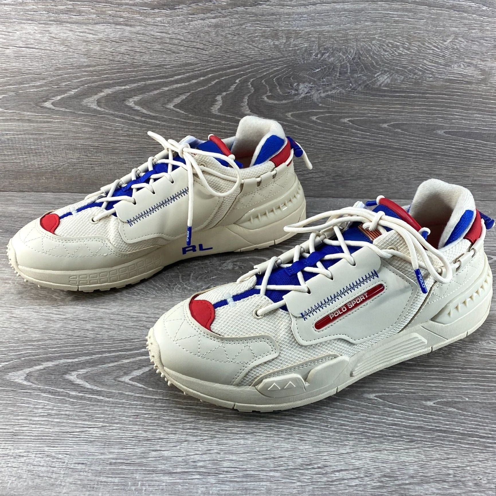 Polo Ralph Lauren Polo Ralph Lauren Sport Mens 11.5 PS200 SK HTL Beige Red Blue Shoe Sneakers NEW Size US L / EU 52-54 / 3 - 5 Thumbnail