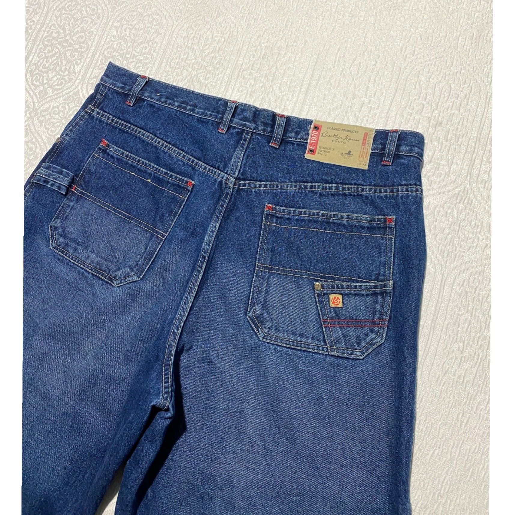 Express VINTAGE Brooklyn Xpress Jeans Men 40x34 Blue Wide Leg Carpenter Denim Y2K Size US 40 / EU 56 - 4 Thumbnail