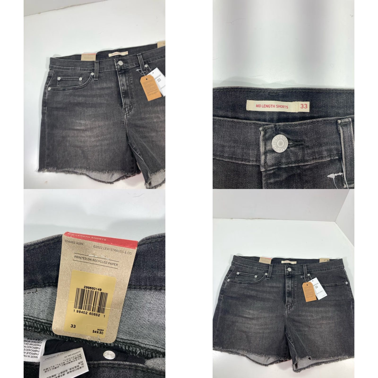 Levi's Levi's Mid Length Cutoff Shorts Women Size 33X7 Gray Denim Stretch Slim Fit NWT Size 24" / US 00 / IT 34 - 8 Thumbnail