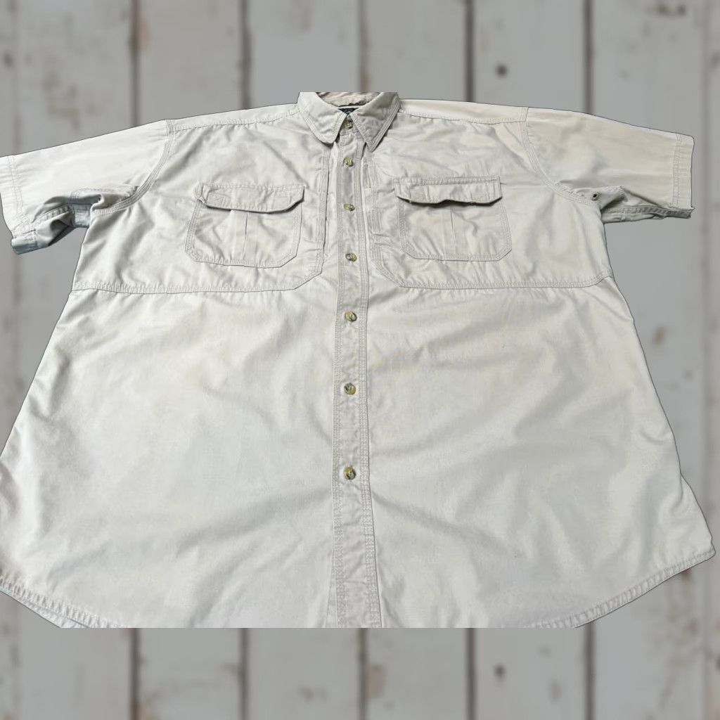 Vintage RedHead Men's XL Khaki Button-Up Shirt Short Sleeve with Front Pockets and Pleated Back Size US XL / EU 56 / 4 - 1 Thumbnail