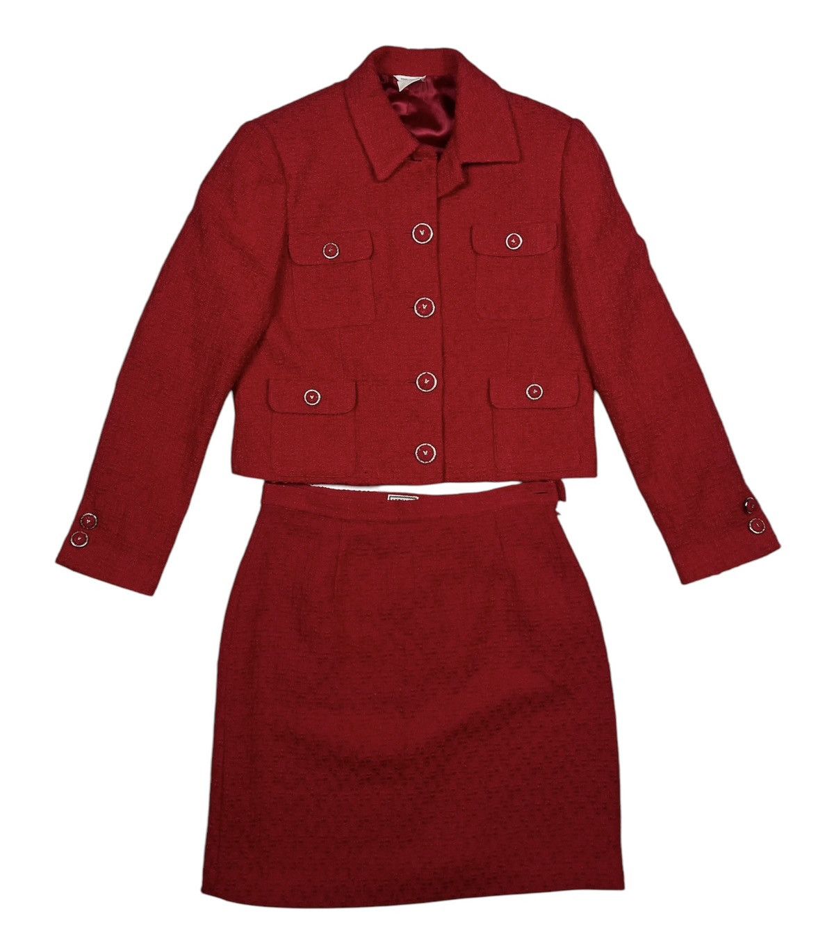 Versace × Vintage Versace Classic V2 Women’s Suit Blazer & Skirt Luxury Red Size M / US 6-8 / IT 42-44 - 1 Thumbnail