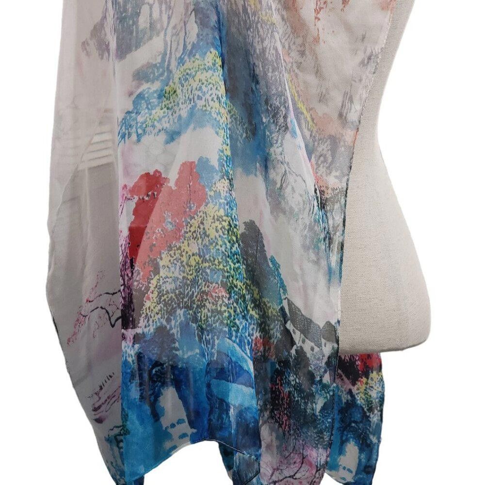 Designer CT1757 100% Silk Floral Multi Color Scarf Size ONE SIZE - 5 Thumbnail