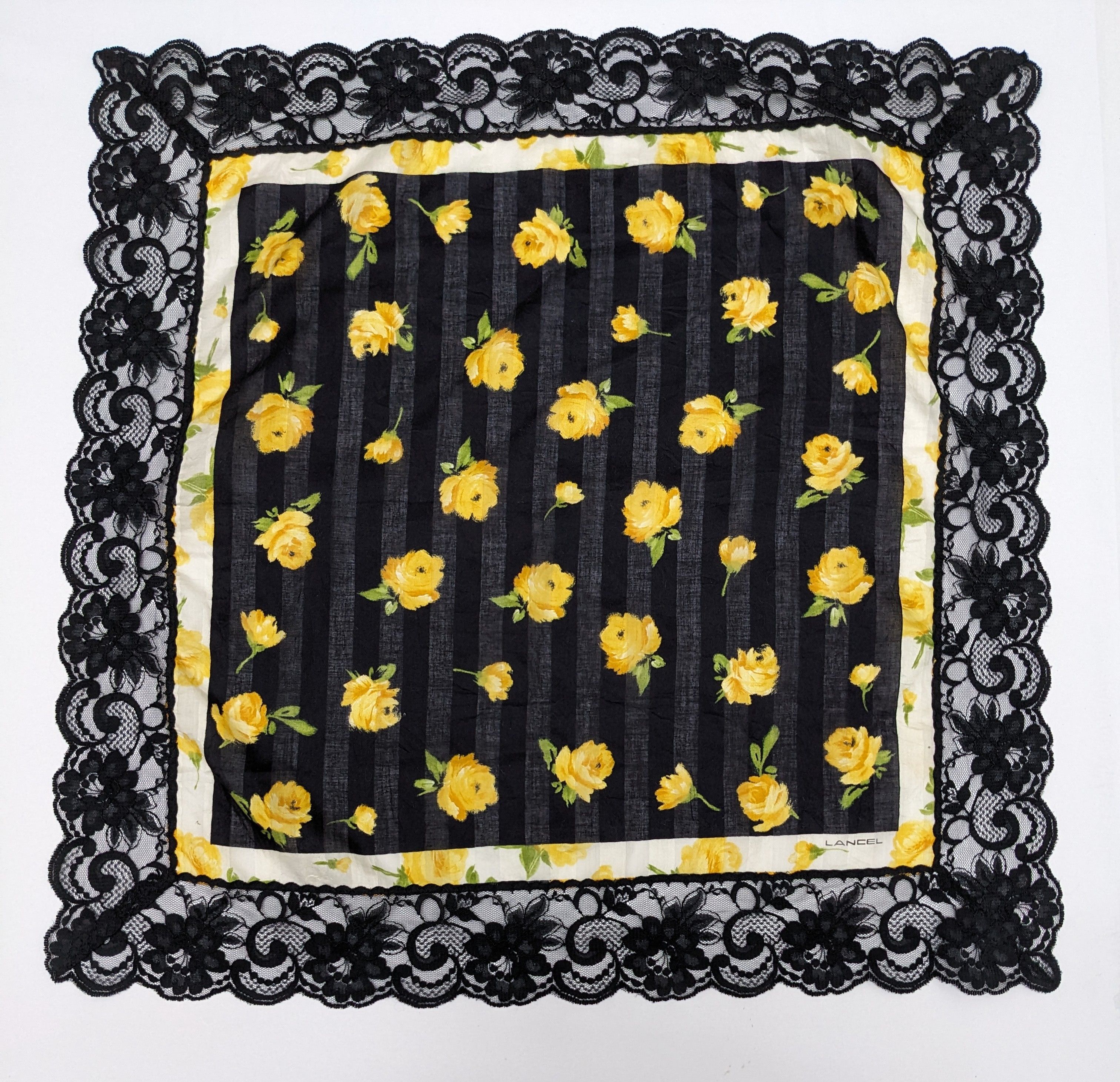 Lancel Lancel Paris Lace Handkerchief Yellow Rose & Black Size ONE SIZE - 3 Thumbnail