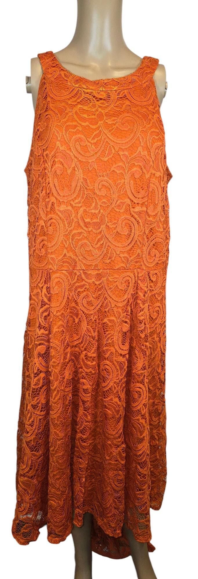 Designer Ashley Stewart Elegant Orange Lace Dress Size 18/20 Size XXL / US 16-18 / IT 52-54 - 1 Thumbnail