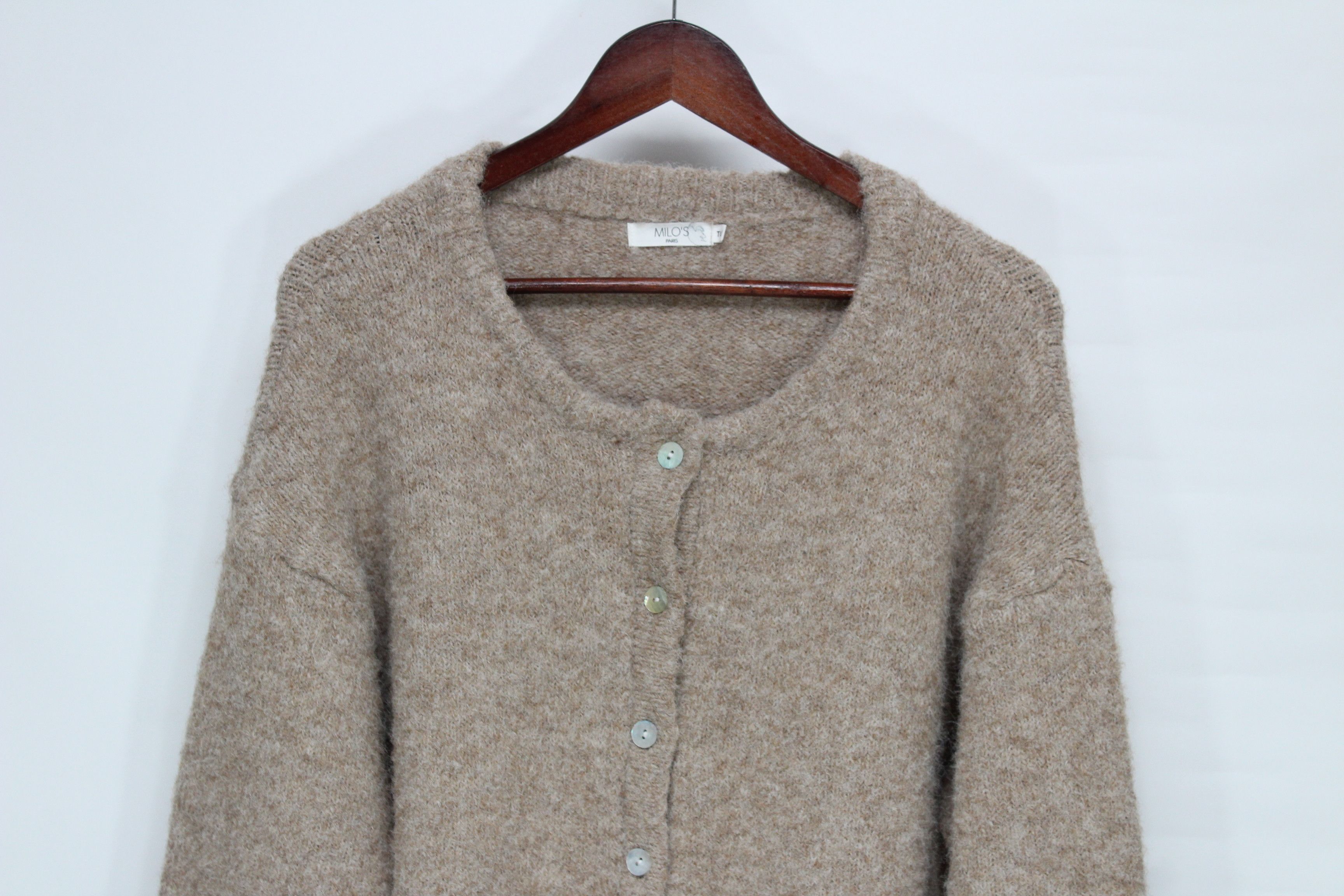 Other Milo’s Paris Wool Blend Knit Cardigan Taupe Beige Size ONE SIZE - 3 Thumbnail