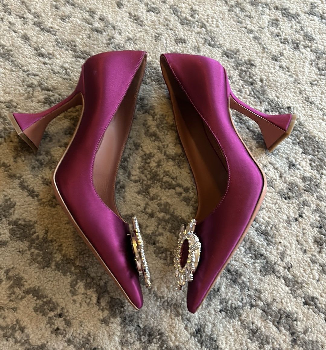 Amina Muaddi Amina Muaddi Begum Brooch Pointed Toe Satin Pumps size 37 Size US 7 / IT 37 - 2 Thumbnail