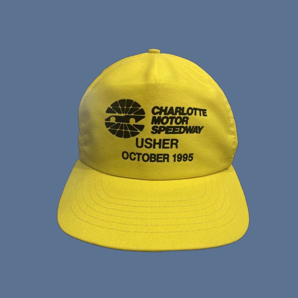 NASCAR VINTAGE Nascar Charlotte Motor Speedway Racing Snapback Hat Cap Baseball Cap One Size Yellow USA Mens Size ONE SIZE - 1 Thumbnail