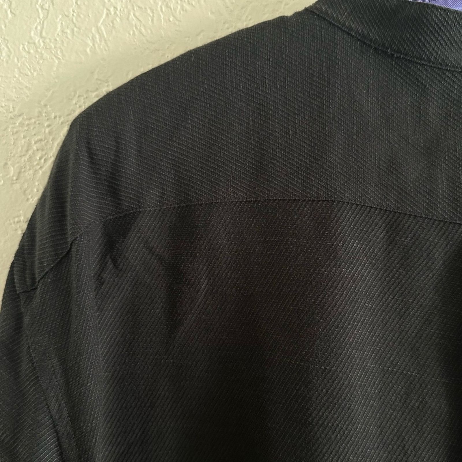 John Varvatos S/21 Twill Linen Blend Shirt Sz XL Midnight Blue Band Collar Size US XL / EU 56 / 4 - 7 Thumbnail