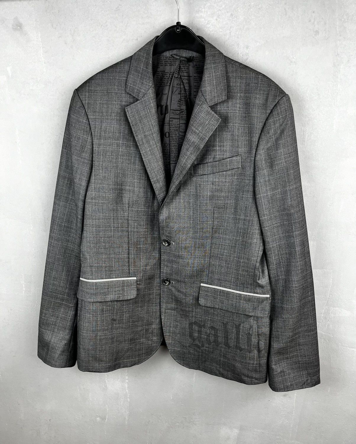 John Galliano John Galliano Printed Grey Blazer Size 50R - 1 Thumbnail