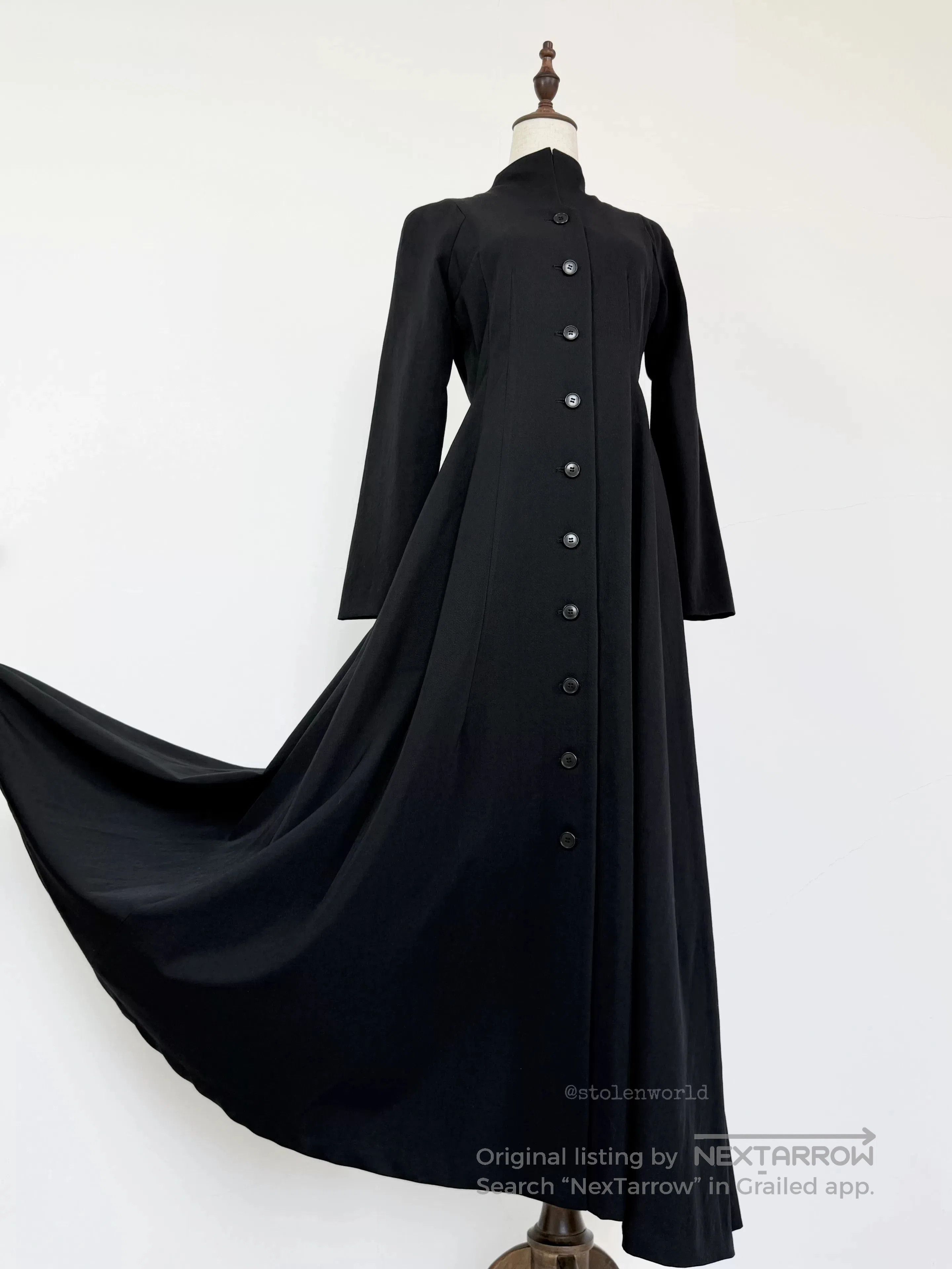 Yashi Yamamuri elegant black long wool dress. Size M / US 6-8 / IT 42-44 - 1 Thumbnail