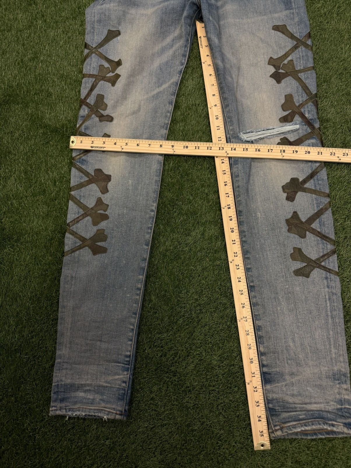 Amiri Amiri Jeans “Bones” Blue Pants Green Patch Rare Size 36 🧼 Size US 36 / EU 52 - 15 Thumbnail