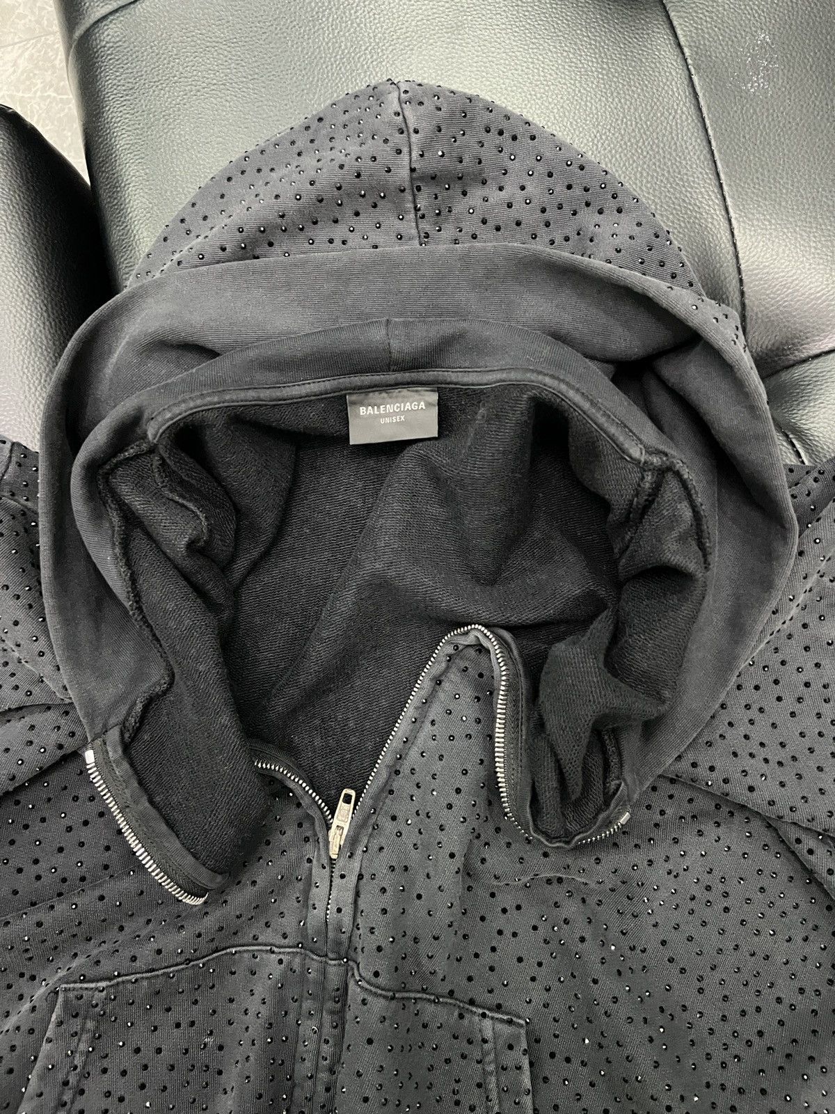Balenciaga Balenciaga SS23 Runway “Mud” Crystal Zip Hoodie Size US M / EU 48-50 / 2 - 16 Thumbnail