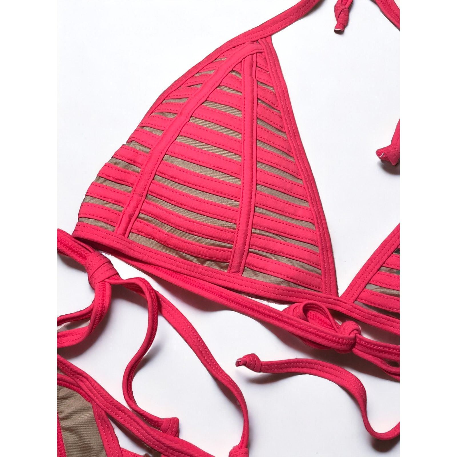 Other Watermelon Red Nude Triangle Halter Bikini Top SMALL Size ONE SIZE - 2 Thumbnail