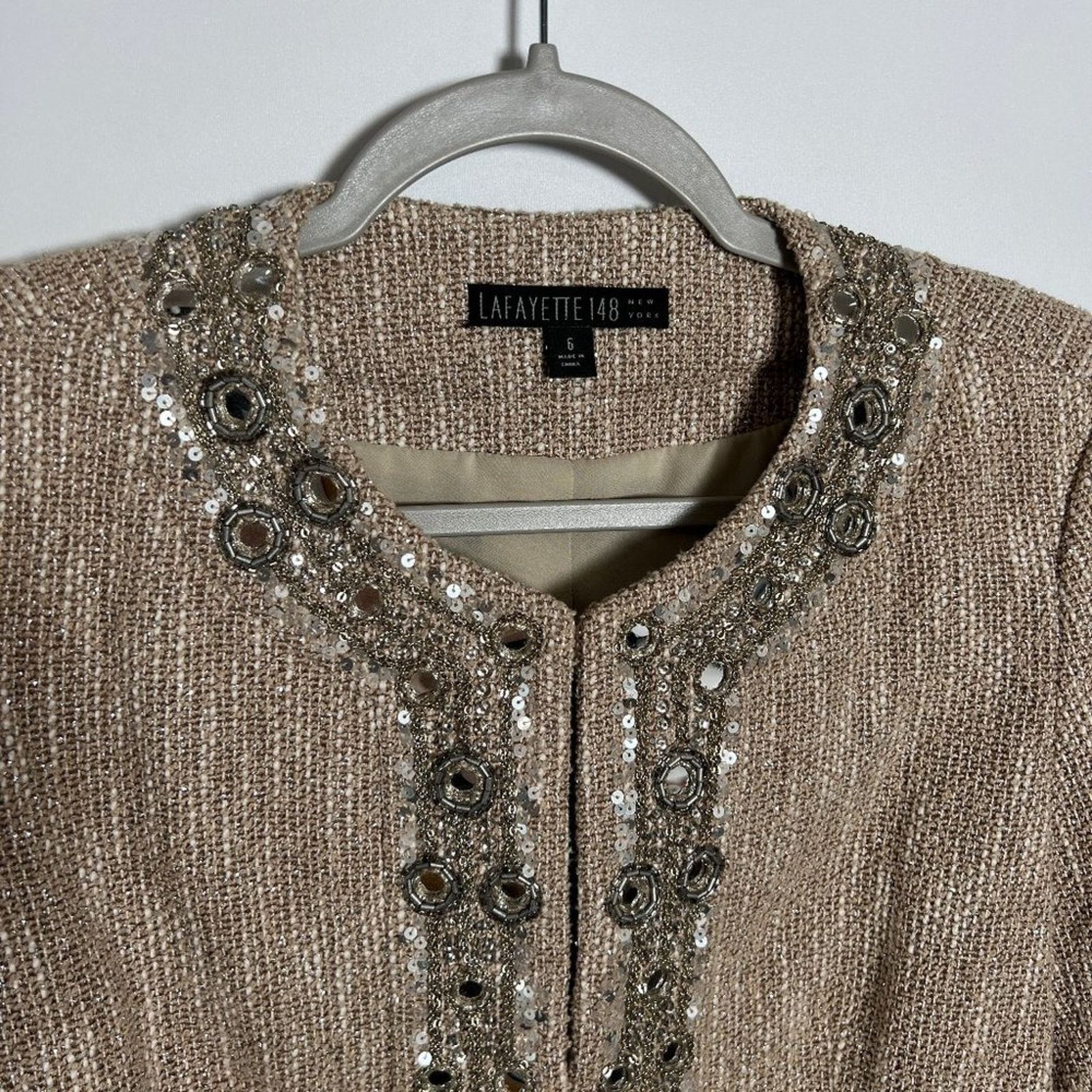 Lafayette 148 Lafayette 148 Sequined Tweed Blazer 6 Brown Textured Jacket Size M / US 6-8 / IT 42-44 - 6 Thumbnail