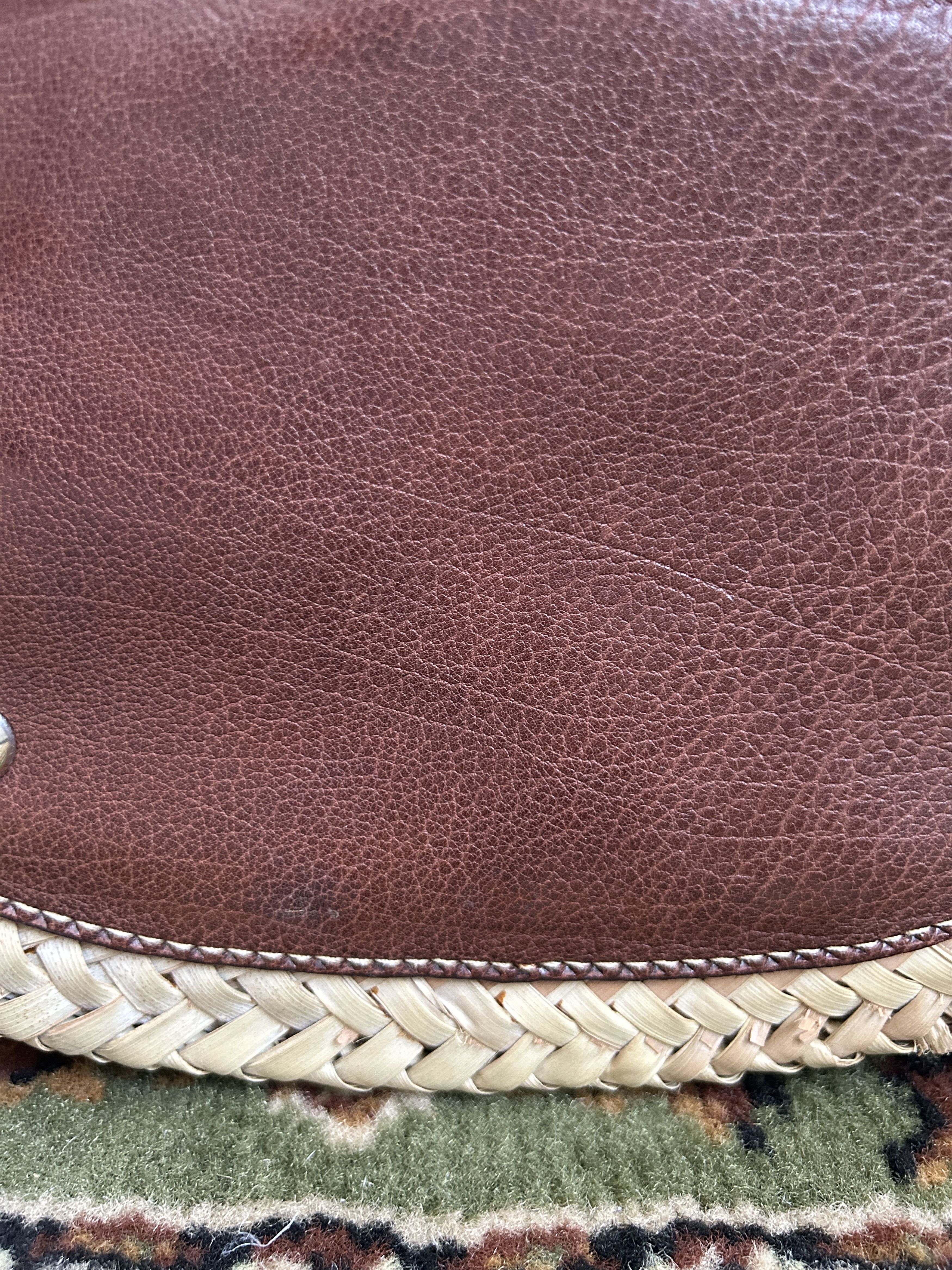 Vintage 90s archive miu miu raffia and leather tote bag
