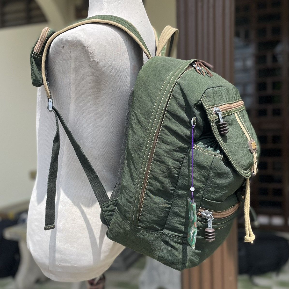 Japanese Brand ❗️ RARE GREEN ARMY HEDGREN BY XAVIER KEGELS BACKPACK Size ONE SIZE - 3 Thumbnail