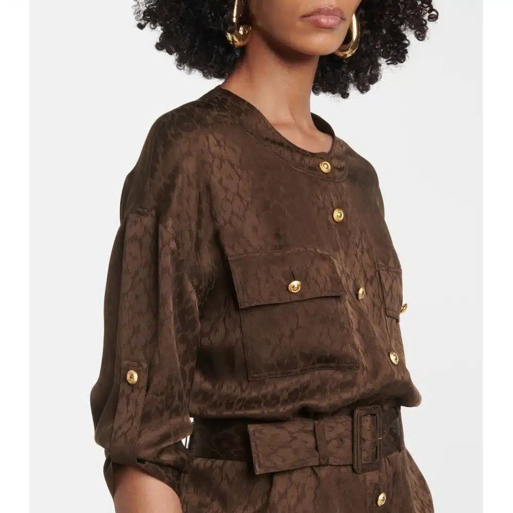 Tom Ford o1loc1c1125 AB3496 Silk Jacquard Midi Dress in Olive Size M / US 6-8 / IT 42-44 - 2 Thumbnail