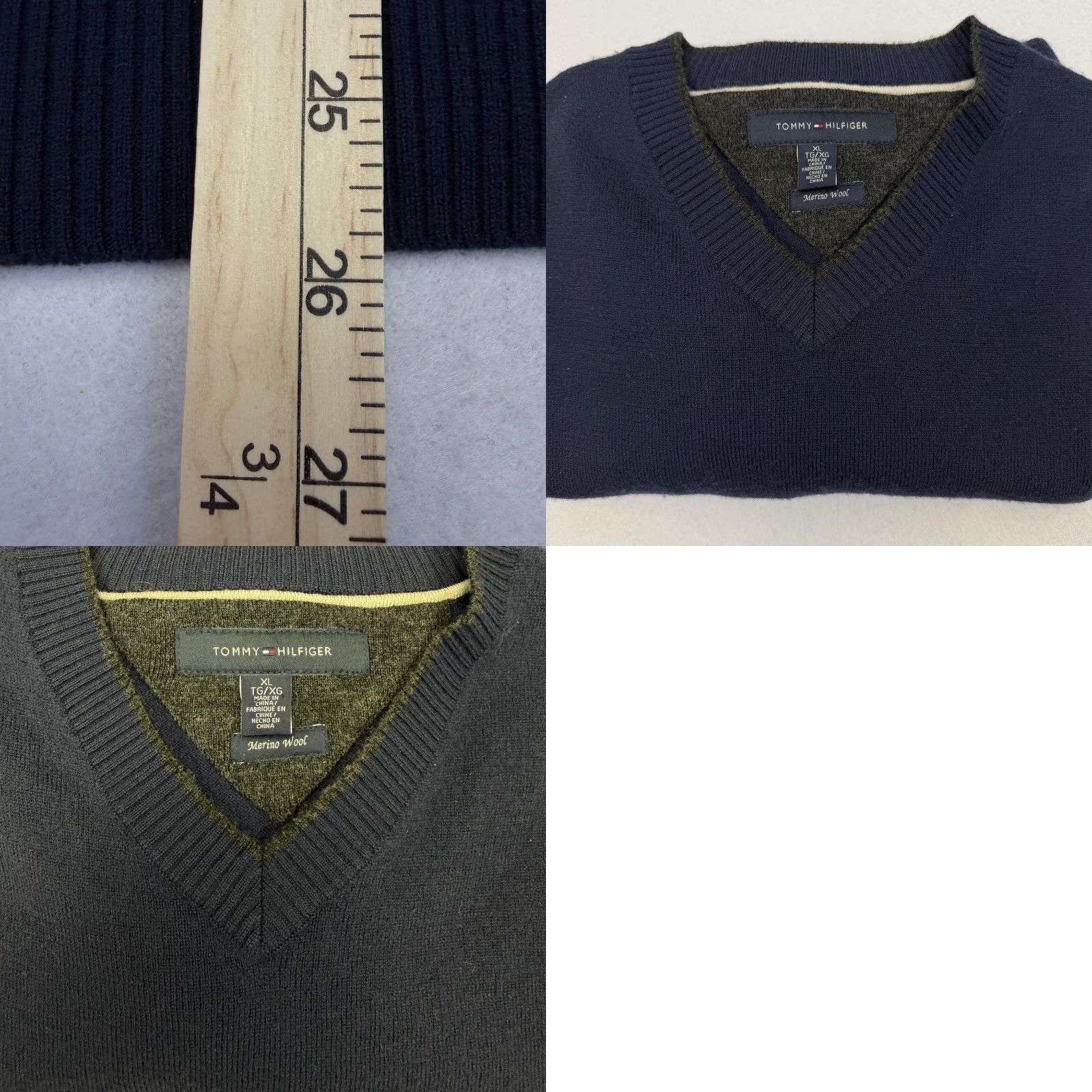 Tommy Hilfiger VINTAGE Tommy Hilfiger Sweater Mens XL Blue Merino Wool V Neck Logo Knit Pullover Size US XL / EU 56 / 4 - 9 Thumbnail