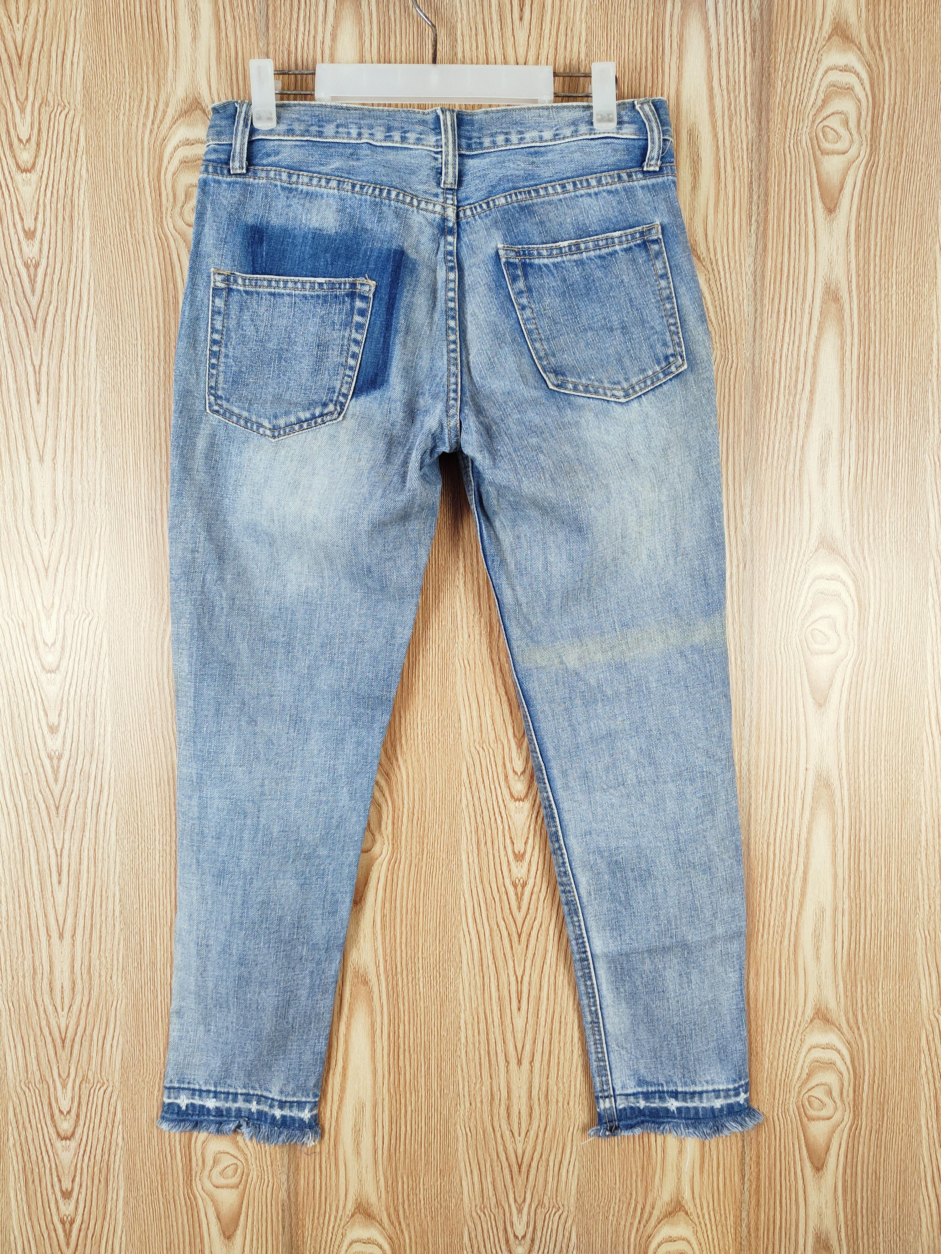 Japanese Brand OZOC Blue patchwork Distressed Ripped Jeans #W601 Size 30" / US 8 / IT 44 - 7 Thumbnail