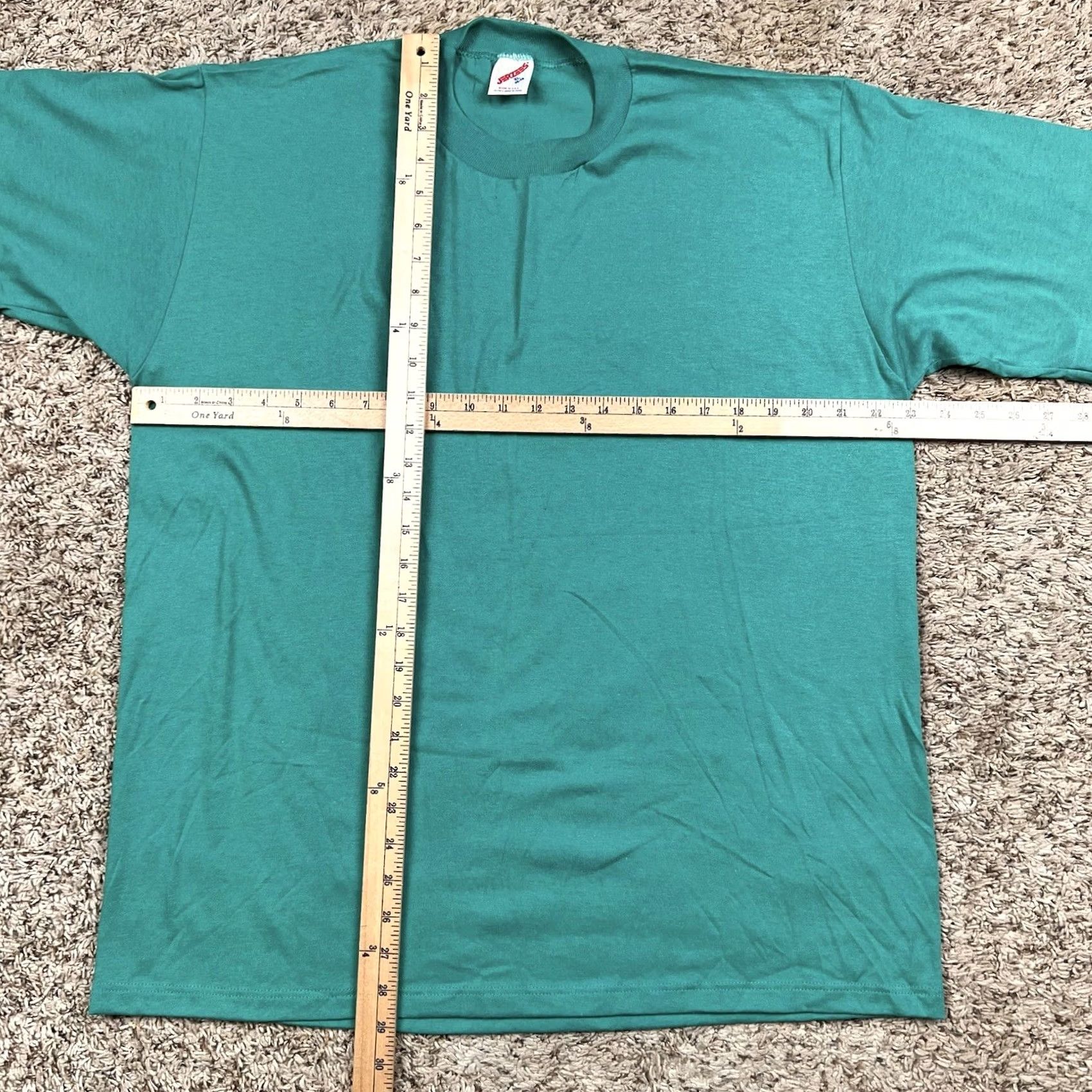 Jerzees VINTAGE Jerzees T-Shirt Green 90s Single Stitch Adult XL Made in USA 50/50 Green Size US XL / EU 56 / 4 - 7 Thumbnail