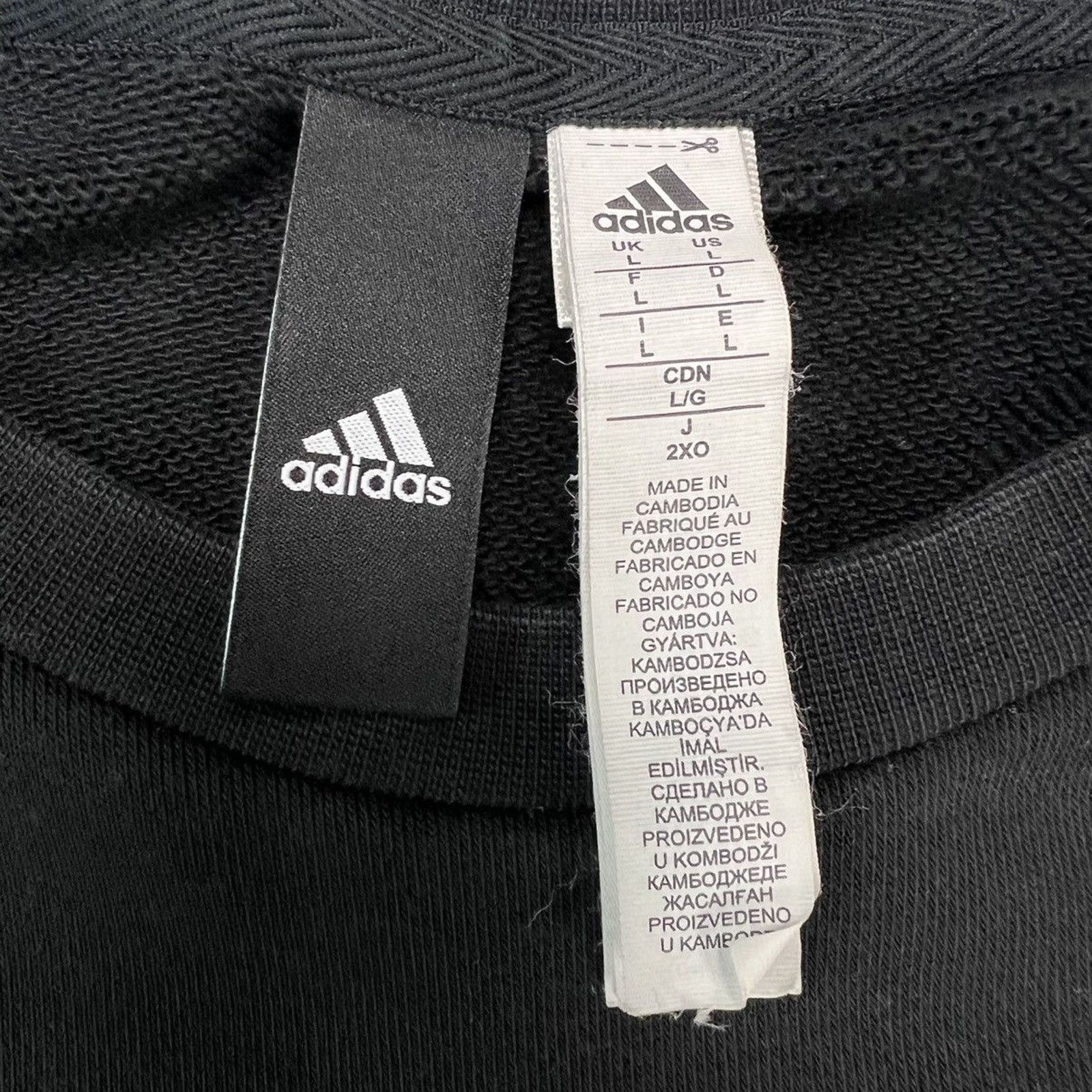 Adidas × Vintage Adidas Essentials Sweatshirt Large Stripe Spell Out Pullover Size US L / EU 52-54 / 3 - 5 Thumbnail