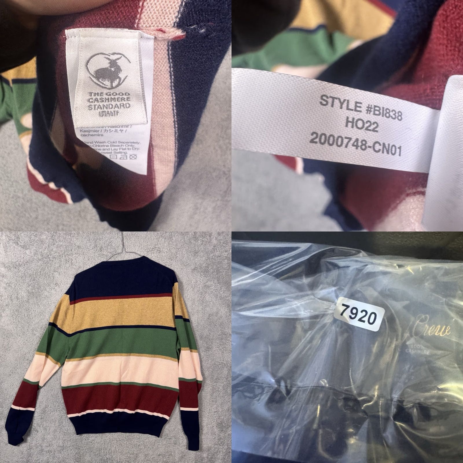 J.Crew J.CREW 100% Cashmere Sweater Mens XL Crewneck Pullover Striped Knit Rugby BI838 Size US XL / EU 56 / 4 - 8 Thumbnail