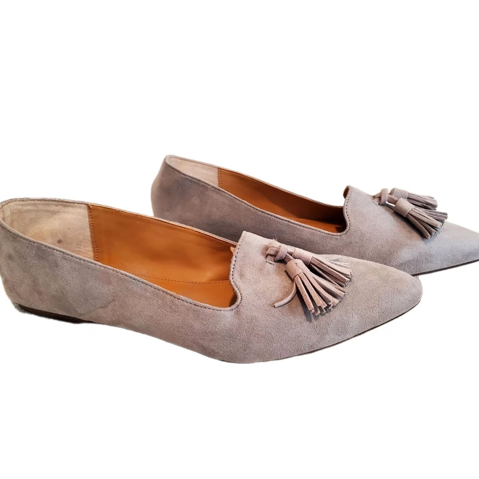 J.Crew J.CREW Biella Tassel Loafer Gray Vegan Suede Flats Pointed Toe Size US 10 Womens Flats Size US 10 / IT 40 - 2 Thumbnail