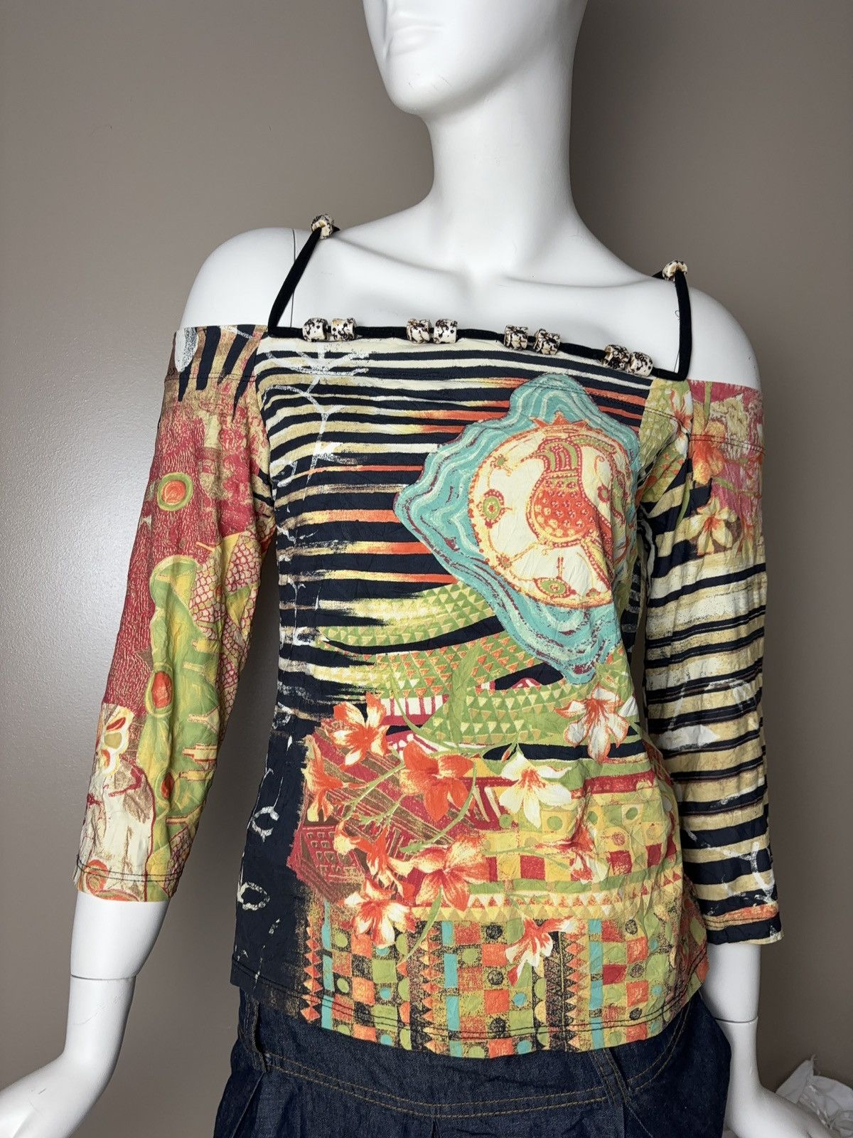 Vintage Save The Queen mixed vintage 3/4 sleeves top Size M / US 6-8 / IT 42-44 - 4 Thumbnail