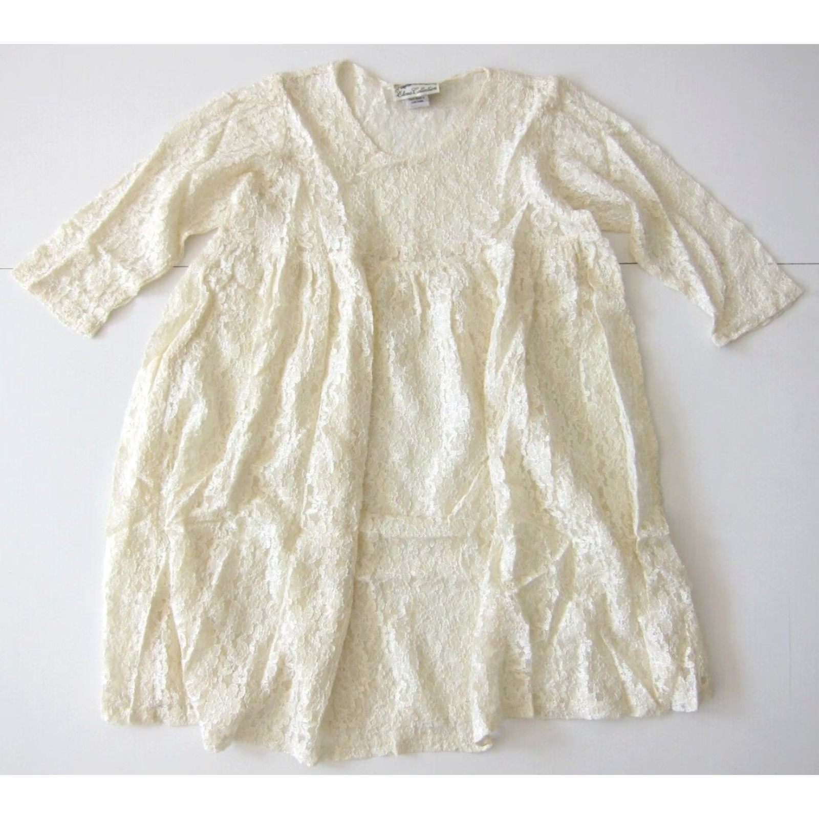 Vintage VINTAGE Elena Collection 100% Rayon Ivory Crochet Floral Peasant Blouse Small Womens Blouse Size S / US 4 / IT 40 - 2 Thumbnail