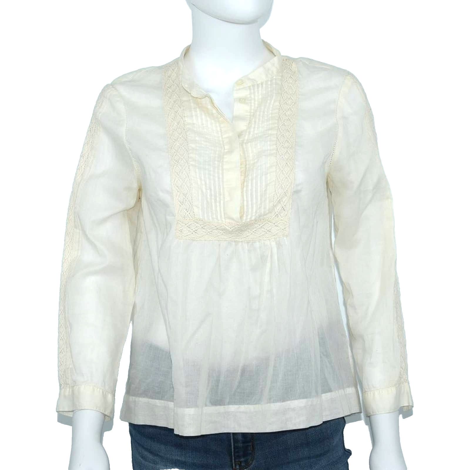Madewell Madewell 1/4 Sleeve Pintuck Peasant Cream Blouse Size Small Size S / US 4 / IT 40 - 1 Thumbnail
