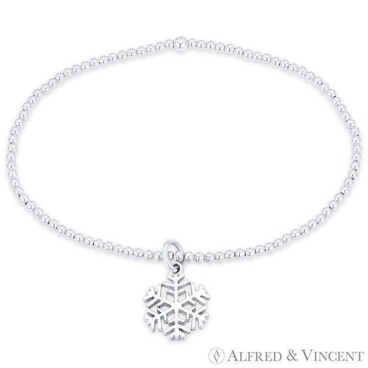 Other Snowflake Ice Crystal Charm & Ball Bead Stretch Bracelet Size ONE SIZE - 1 Preview