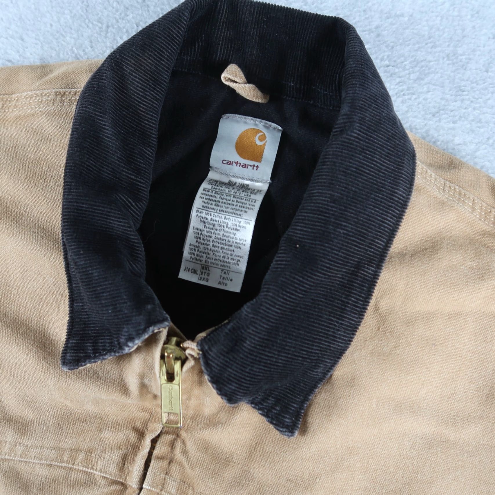 Carhartt VINTAGE Carhartt Coat 2XL Khaki Canvas Bomber Jacket J14 CML Mens Tall Full Zip Lined Pockets Workwear Winter Size US XXL / EU 58 / 5 - 4 Thumbnail