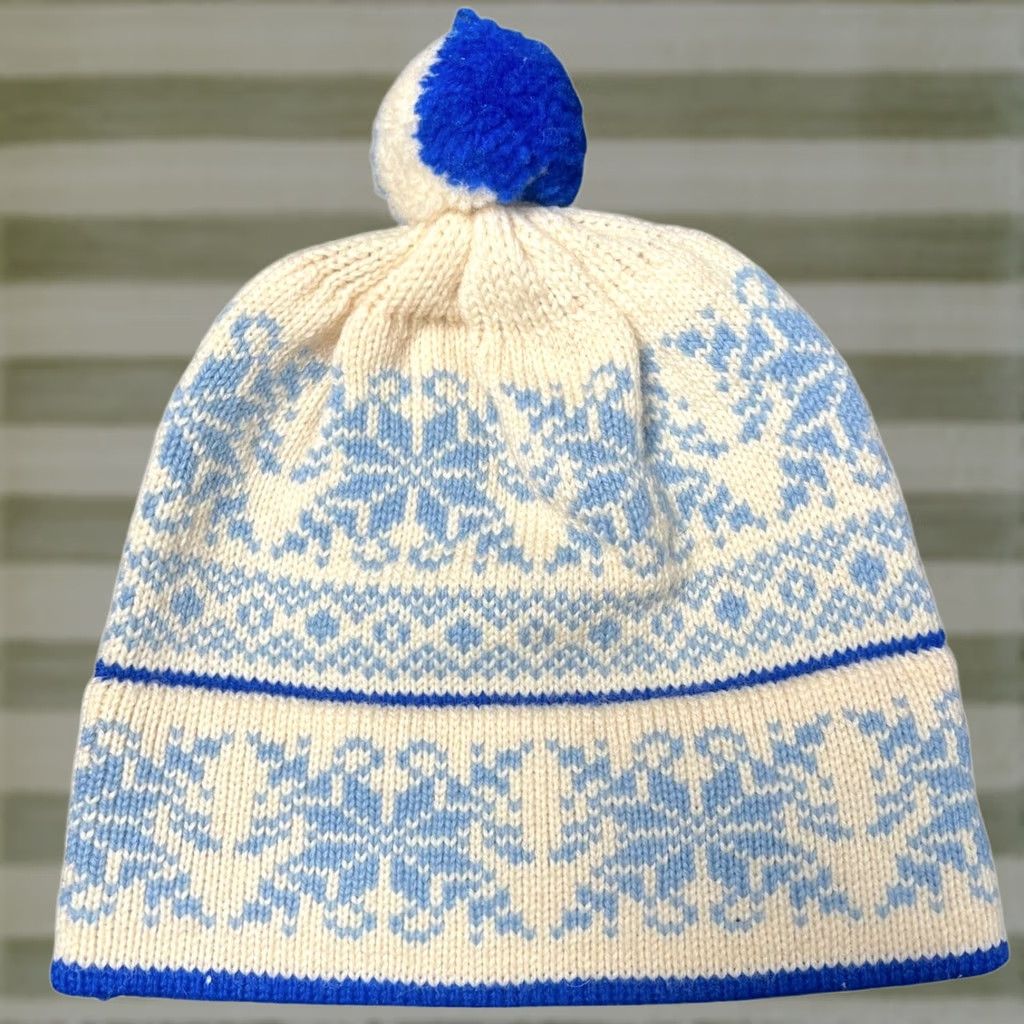 Vintage VINTAGE Benner Island Wool Nordic Snowflake Heavy Winter Hat Mens Beanie One Size White Size ONE SIZE - 1 Thumbnail