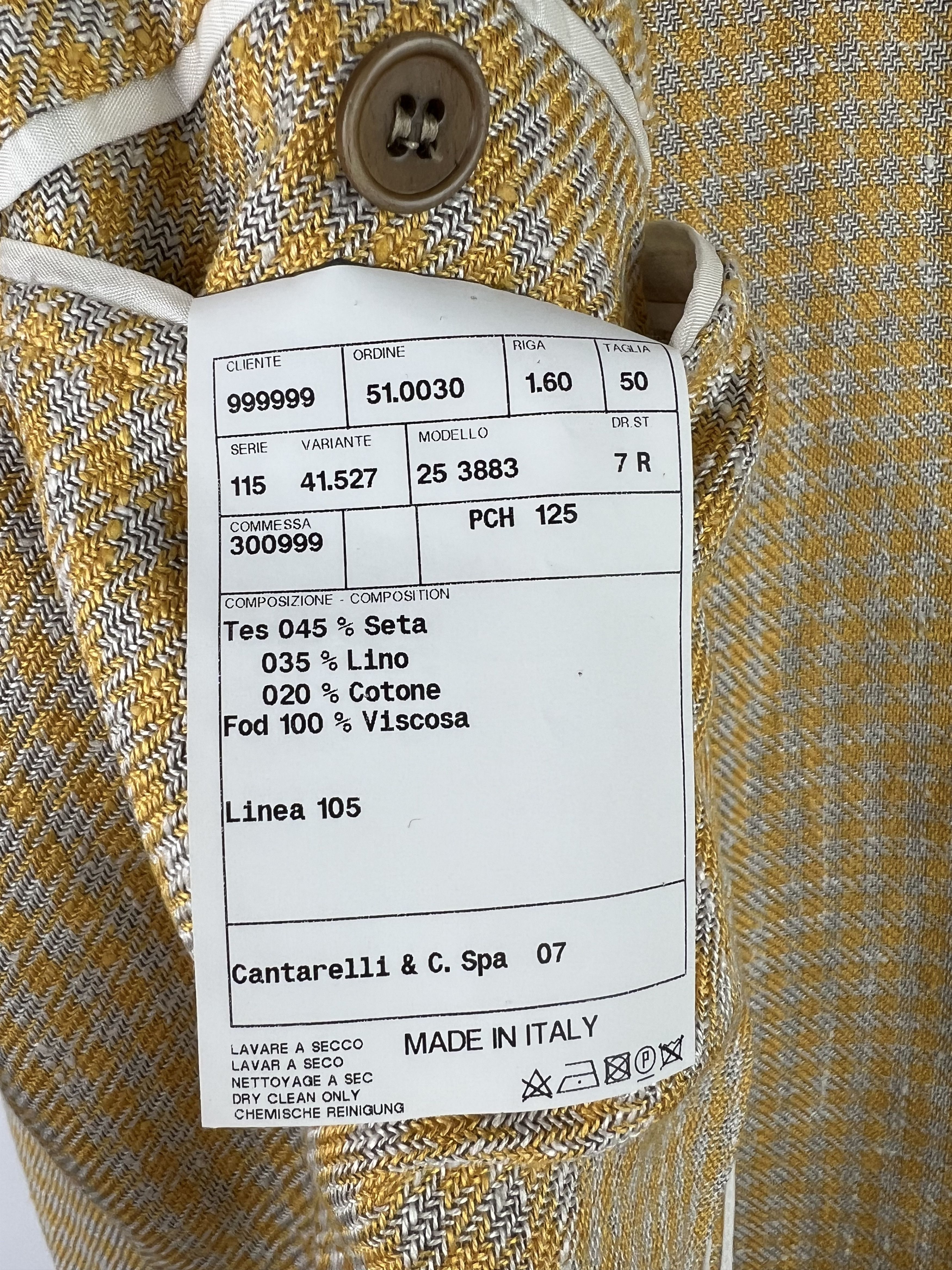 Cantarelli Cantarelli Men's Check Silk Linen Blazer Size 50 Size 50R - 10 Thumbnail