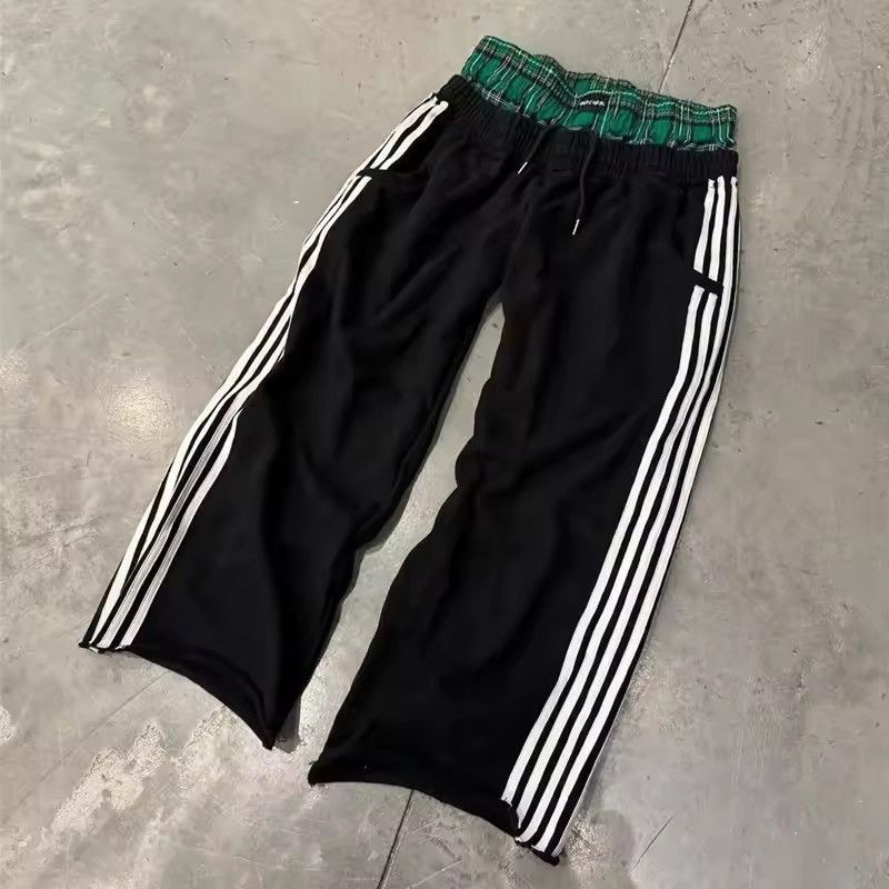 Japanese Brand Double-Waist Plaid Sweatpants Wide Leg Baggy - NEW Size US 34 / EU 50 - 2 Thumbnail