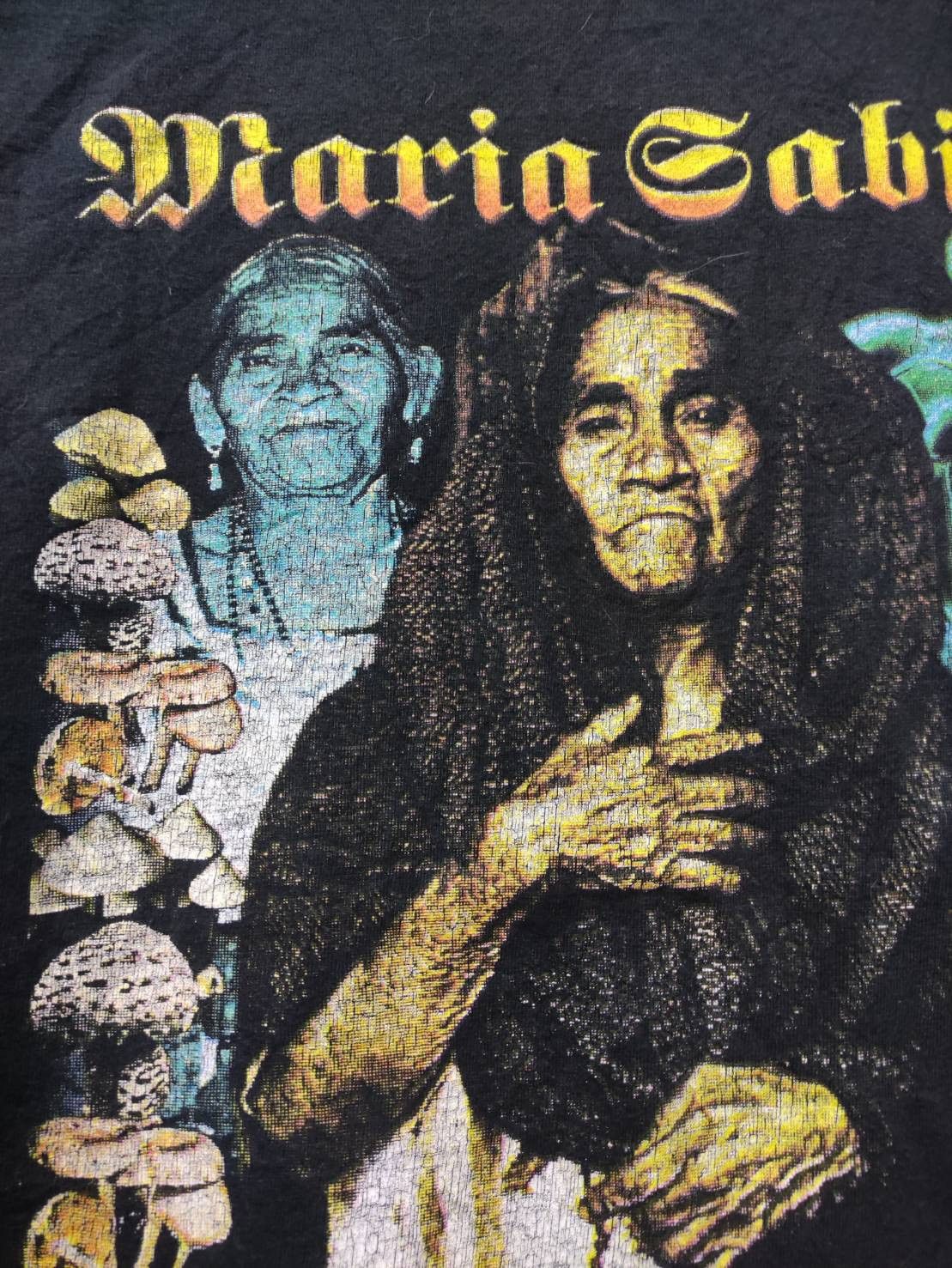 Vintage Vtg 90's Maria Sabina Shaman Psychedelic Mushroom T-Shirt Size US L / EU 52-54 / 3 - 5 Thumbnail