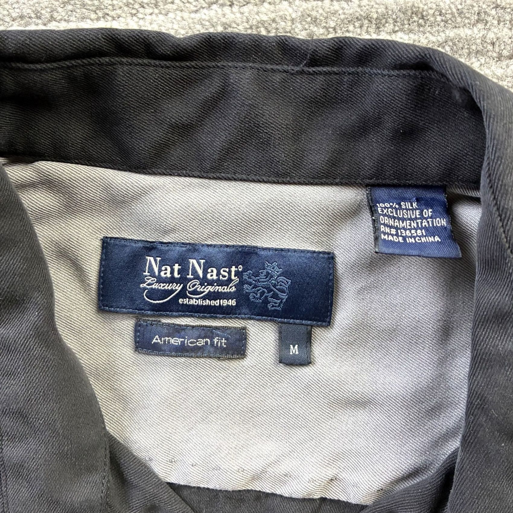 Nat Nast Nat Nast Shirt Mens Medium Black Camp Casual Bowling Geometric Silk Embroidered Button-Up Short Sleeve Shirt Size US M / EU 48-50 / 2 - 6 Thumbnail