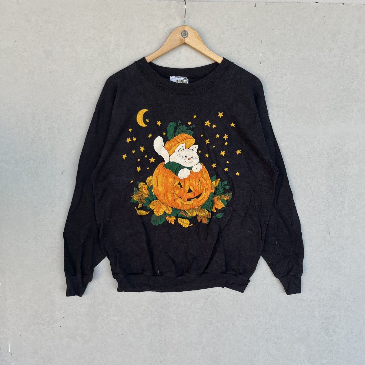 Other Vintage Black Halloween Cat With Pumpkin Design Size L Size L / US 10 / IT 46 - 1 Thumbnail