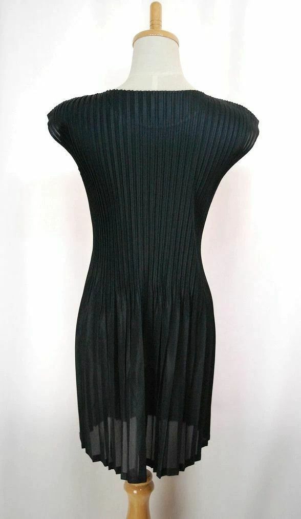 Issey Miyake issey miyake size:3 Black fly-sleeved cinched waist dress Size XXS / US 00 / IT 34 - 3 Thumbnail