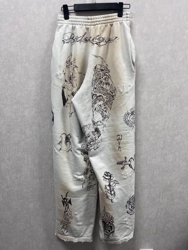 Balenciaga Balenciaga size XS White Printed Elastic Waist Mid-Rise Kn Size US 27 - 2 Thumbnail