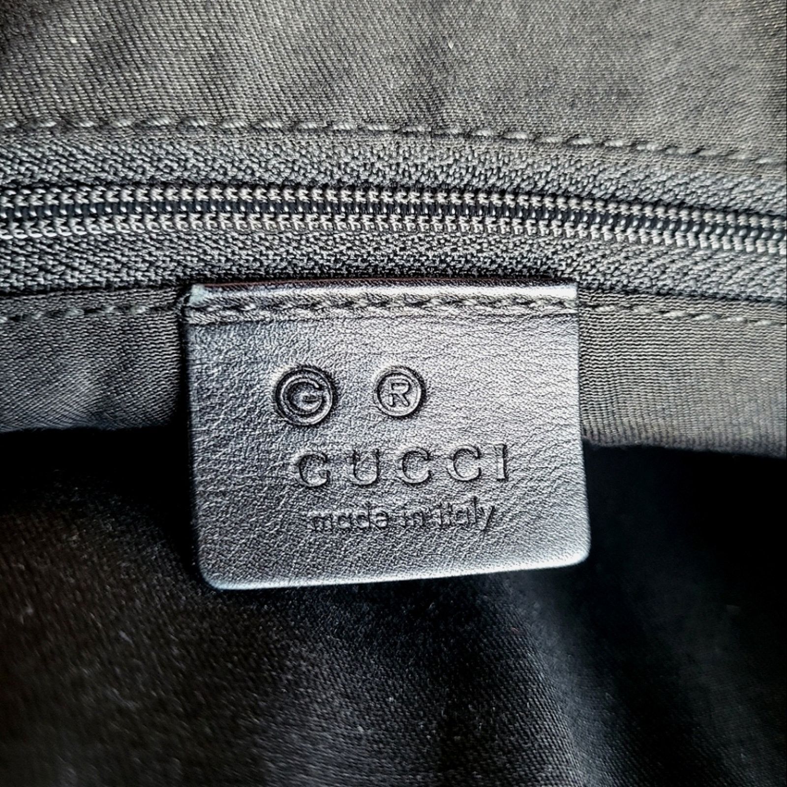 Gucci Gucci GG Nylon Leather Handbag Black Monogram Tote Bag Size ONE SIZE - 10 Thumbnail