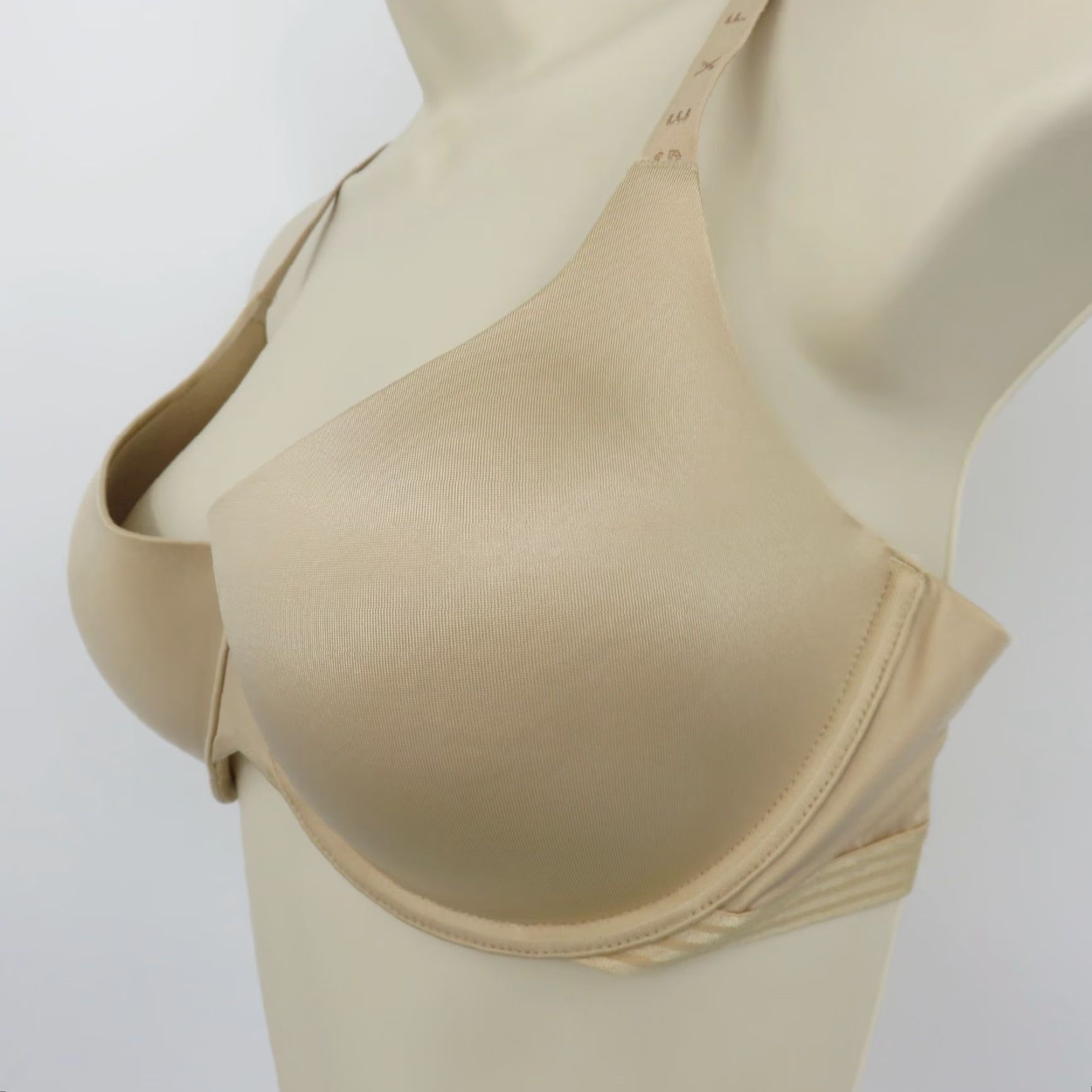 Vintage Savage X Fenty Bra 34DD Beige Underwire Lined Logo Straps Nylon Blend Balconette Womens Size ONE SIZE - 6 Thumbnail