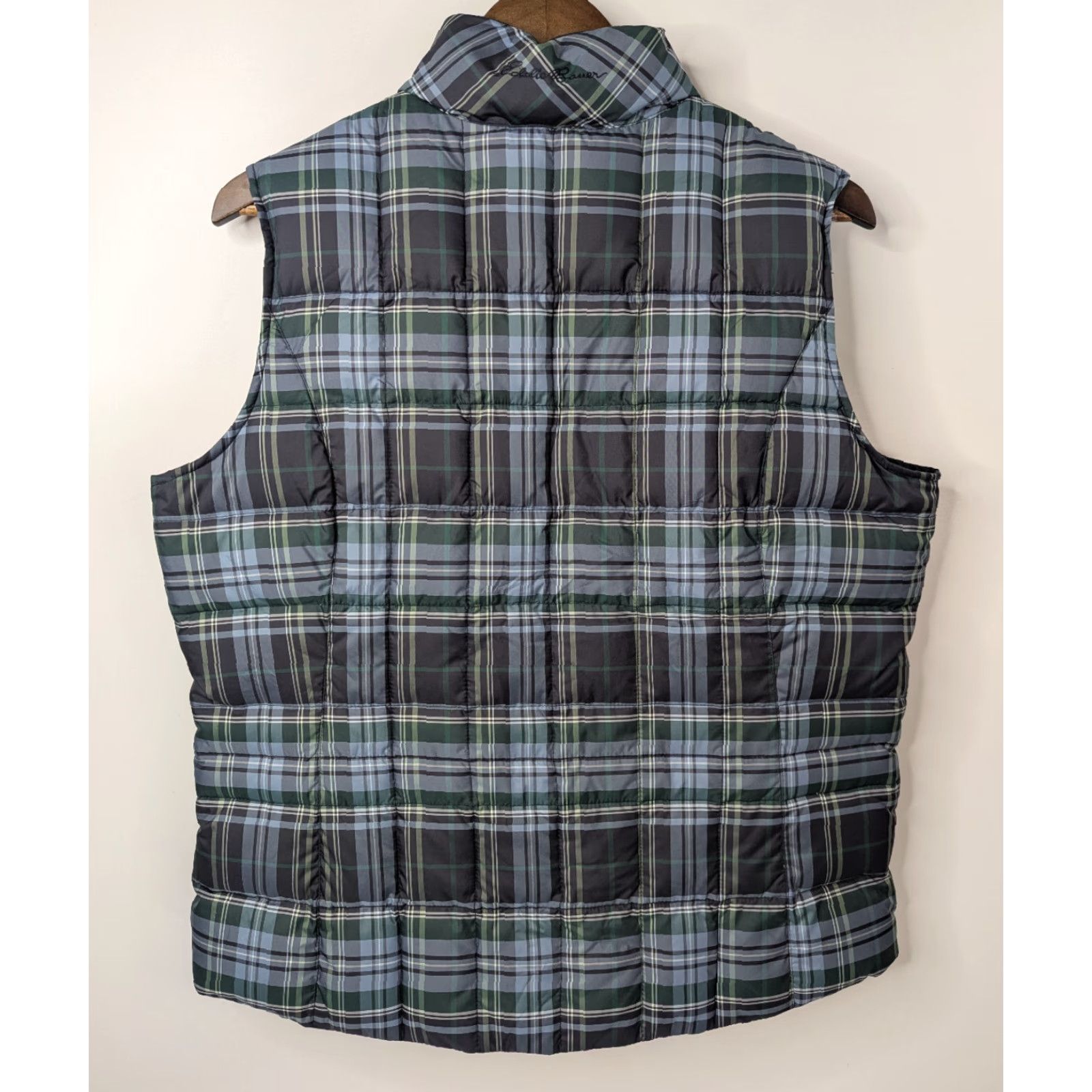 Eddie Bauer VINTAGE Eddie Bauer Premium Goose Down Vest Women's Large Blue Green Plaid Sleeveless Size L / US 10 / IT 46 - 4 Thumbnail