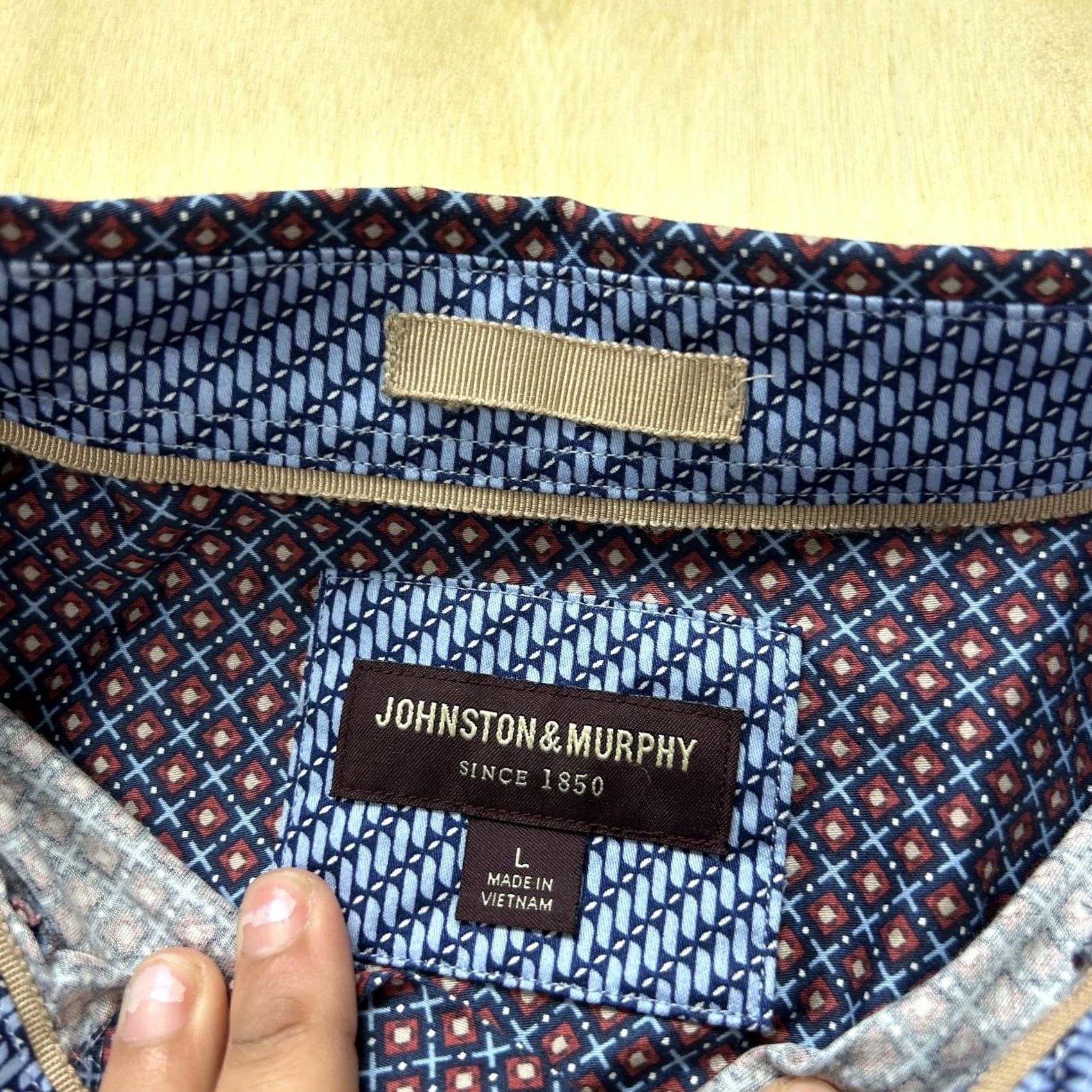 Johnston & Murphy Johnston & Murphy Shirt Mens Large Red Geometric Long Sleeve Button-Up Casual Size US L / EU 52-54 / 3 - 3 Thumbnail