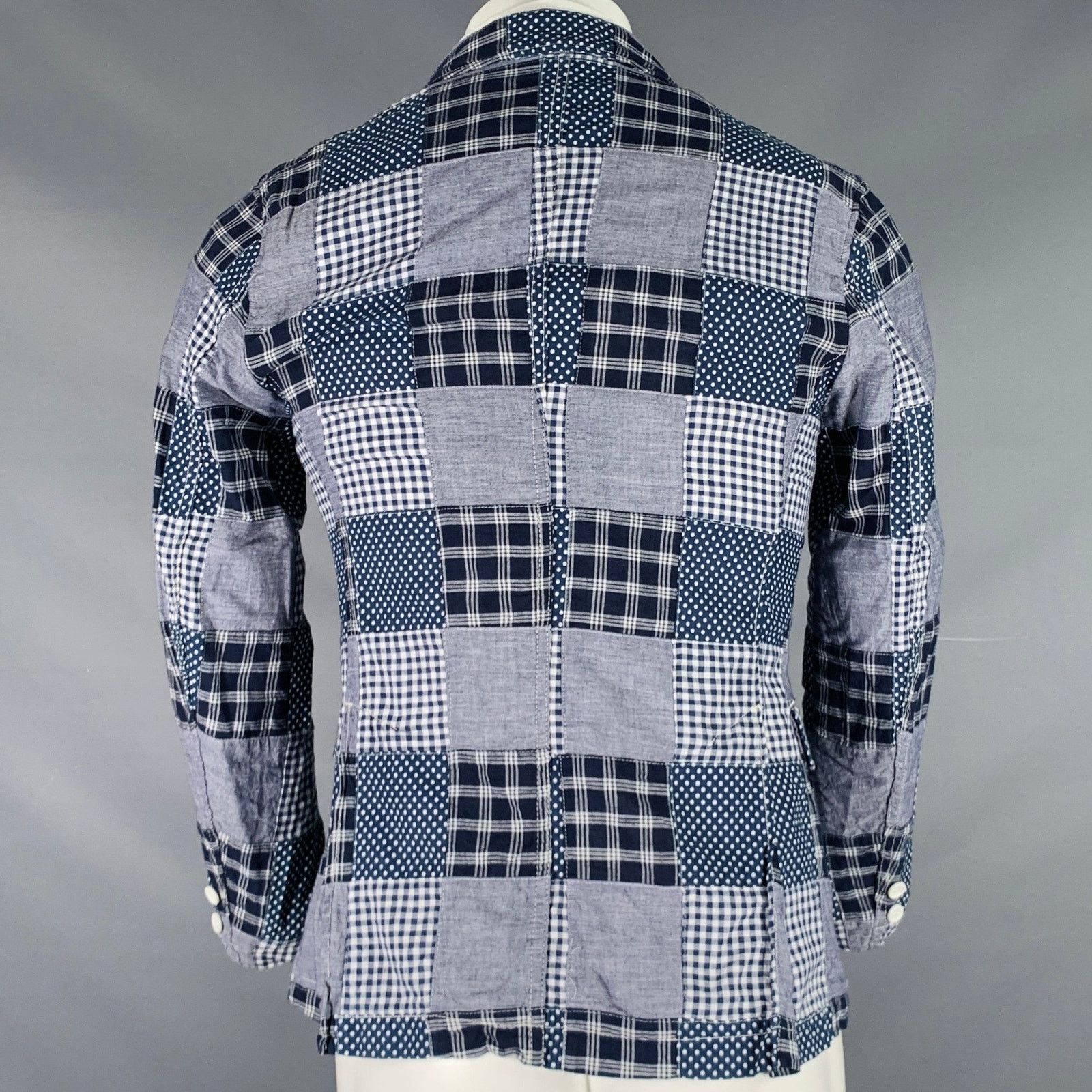 Engineered Garments Size XS Navy White Patchwork Cotton Sport Coat Size 34R - 3 Thumbnail
